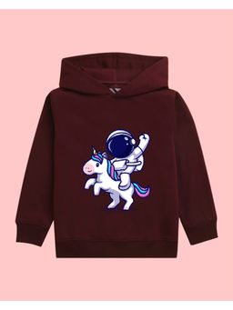 Nusyl - Girls Astronaut Printed Burgundy Hoodies