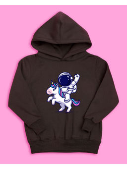 Nusyl - Girls Brown Astronaut Printed Hoodies