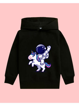 Nusyl - Girls Astronaut Printed Black Hoodies