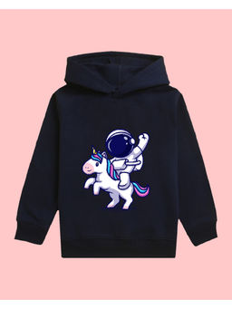 Nusyl - Girls Astronaut Printed Navy Blue Hoodies