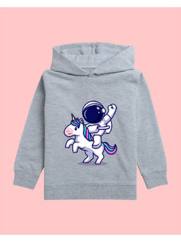 Nusyl - Girls Astronaut Printed Grey Hoodies
