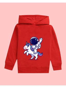 Nusyl - Girls Astronaut Printed Red Hoodies