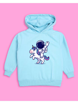Nusyl - Girls Sky Blue Astronaut Printed Hoodies