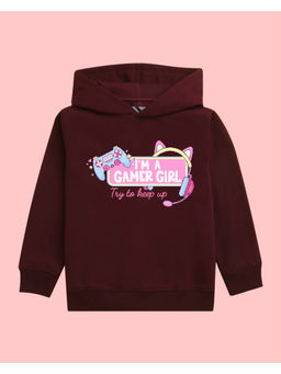 Nusyl - Girls Gamer Printed Burgundy Hoodies