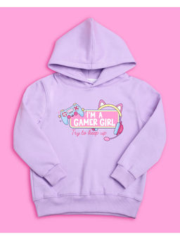 Nusyl - Girls Lilac Gamer Printed Hoodies