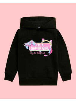 Nusyl - Girls Gamer Printed Black Hoodies