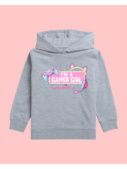 Nusyl - Girls Gamer Printed Grey Hoodies