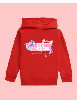 Nusyl - Girls Gamer Printed Red Hoodies