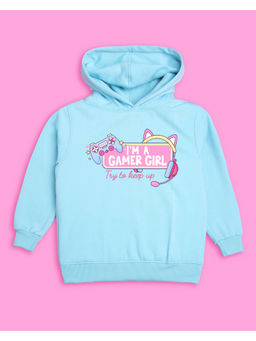 Nusyl - Girls Sky Blue Gamer Printed Hoodies