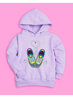 Nusyl - Girls Lilac Shoes Printed Hoodies