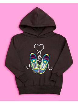 Nusyl - Girls Brown Shoes Printed Hoodies