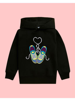 Nusyl - Girls Shoes Printed Black Hoodies