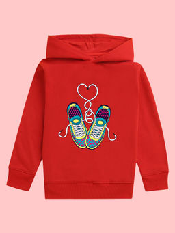 Nusyl - Girls Shoes Printed Red Hoodies