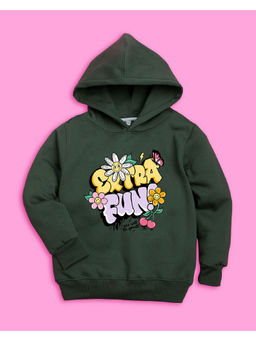 Nusyl - Girls Olive Extra Fun Printed Hoodies