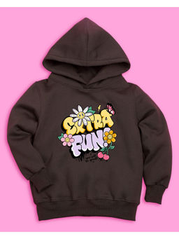 Nusyl - Girls Brown Extra Fun Printed Hoodies