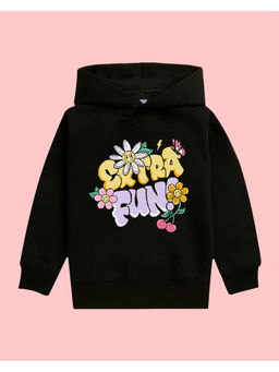 Nusyl - Girls Extra Fun Printed Black Hoodies