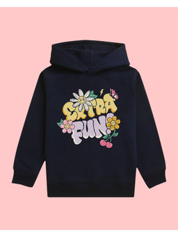Nusyl - Girls Extra Fun Printed Navy Blue Hoodies