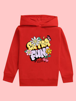 Nusyl - Girls Extra Fun Printed Red Hoodies