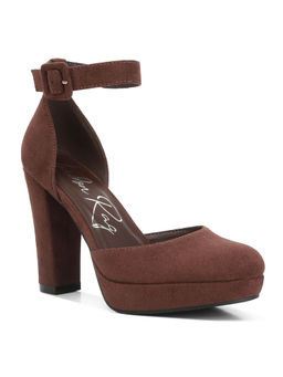 London Rag - Brown Inigo Interchangeable Ankle Strap Sandal Heels