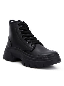 London Rag - Black Chunky Lace Up Combat Boots
