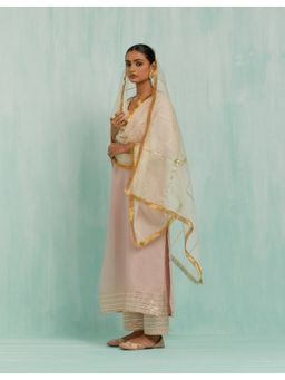 The Indian Cause - Pink Rukhsaar Straight Kurta & Pant, Dupatta with Gota Details (Set of 3)