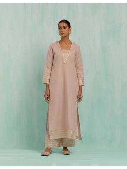 The Indian Cause - Pale Pink Rukhsaar Straight Kurta & Pant with Gota Details (Set of 2)
