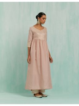 The Indian Cause - Pale Pink Naaz Anarkali Kurta & Pant with Gota Details (Set of 2)