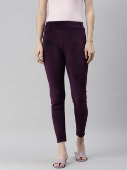 SHOWOFF - Womens Skinny Fit Violet Solid Regular Legging