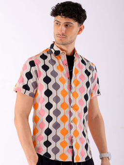 The Indian Garage Co - Men Abstract Printed Cutaway Collar Casual Shirt Multi-Color