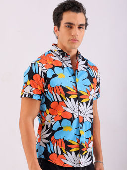 The Indian Garage Co - Men Floral Printed Cutaway Collar Casual Shirt Multi-Color