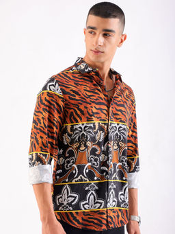 The Indian Garage Co - Men Mix & Match Cutaway Collar Party Wear Shirt Black