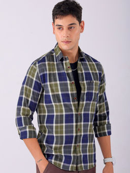 The Indian Garage Co - Men Checks Cutaway Collar Casual Shirt Multi-Color