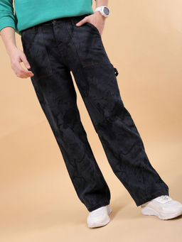 The Indian Garage Co - Men Baggy Solid Mid Rise Jeans Navy Blue
