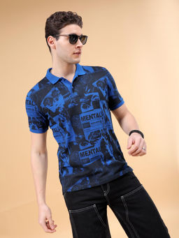 The Indian Garage Co - Men Digital Print Polo T-Shirt Blue