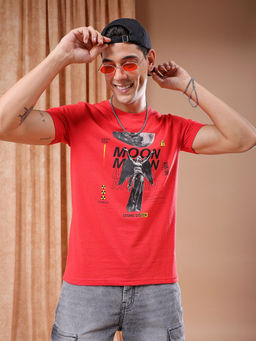 The Indian Garage Co - Men Print Round Neck T-Shirt Red