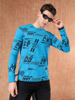 The Indian Garage Co - Men Racer Round Neck T-Shirt Blue