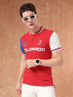 The Indian Garage Co - Men Print Polo T-Shirt Red