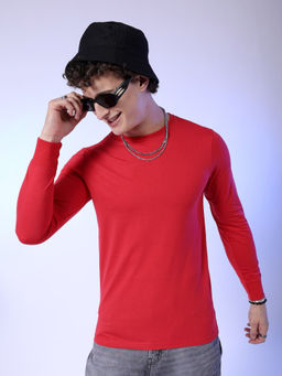 The Indian Garage Co - Men Solid Round Neck T-Shirt Red