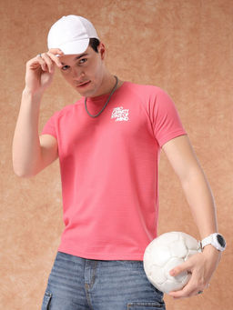 The Indian Garage Co - Men Ottoman Round Neck T-Shirt Pink