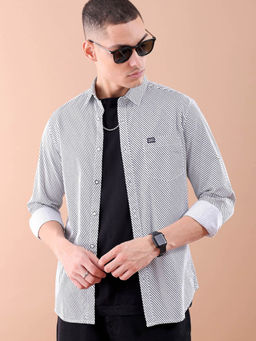 The Indian Garage Co - Men Stripes Cutaway Collar Casual Shirt Grey