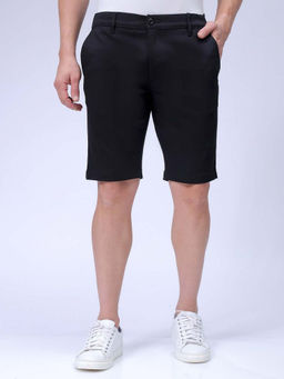 The Indian Garage Co - Men Solid Mid Rise Chino Shorts Black
