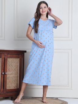 Secret Wish - Sky Blue Candy Hosiery Maternity Nighty