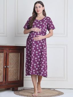 Secret Wish - Purple Leaf Hosiery Maternity Nighty