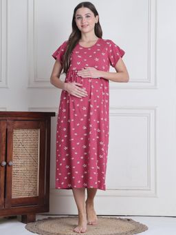 Secret Wish - Pink Star Hosiery Maternity Nighty