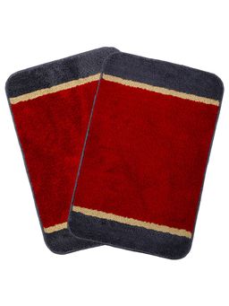 Saral Home - Red Microfiber Anti Skid Bath Mat 40x60 cm (Pack of 2)