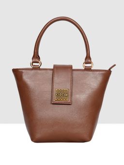 ESBEDA - Tan Structured Top Handle Handbag