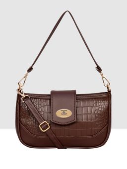 ESBEDA - Brown Croco Embossed Sling Bag