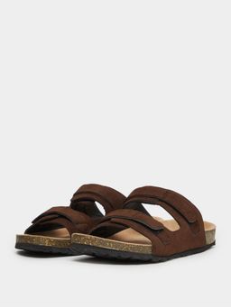 Styli - Men Brown Double Strap Suede Casual Sandals