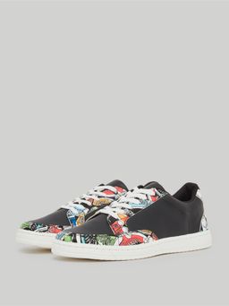 Styli - Men Black Printed Lace-Up Sneakers