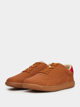 Styli - Men Tan Faux Suede Lace-Up Sneakers